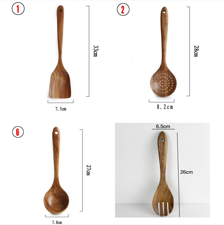 Thailand Teak Natural Wood Kitchen Tool Set