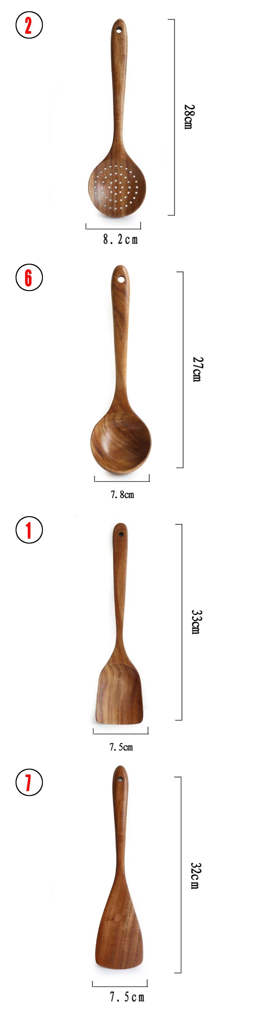 Thailand Teak Natural Wood Kitchen Tool Set