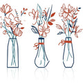 3 Pieces Metal Flowers Wall Art