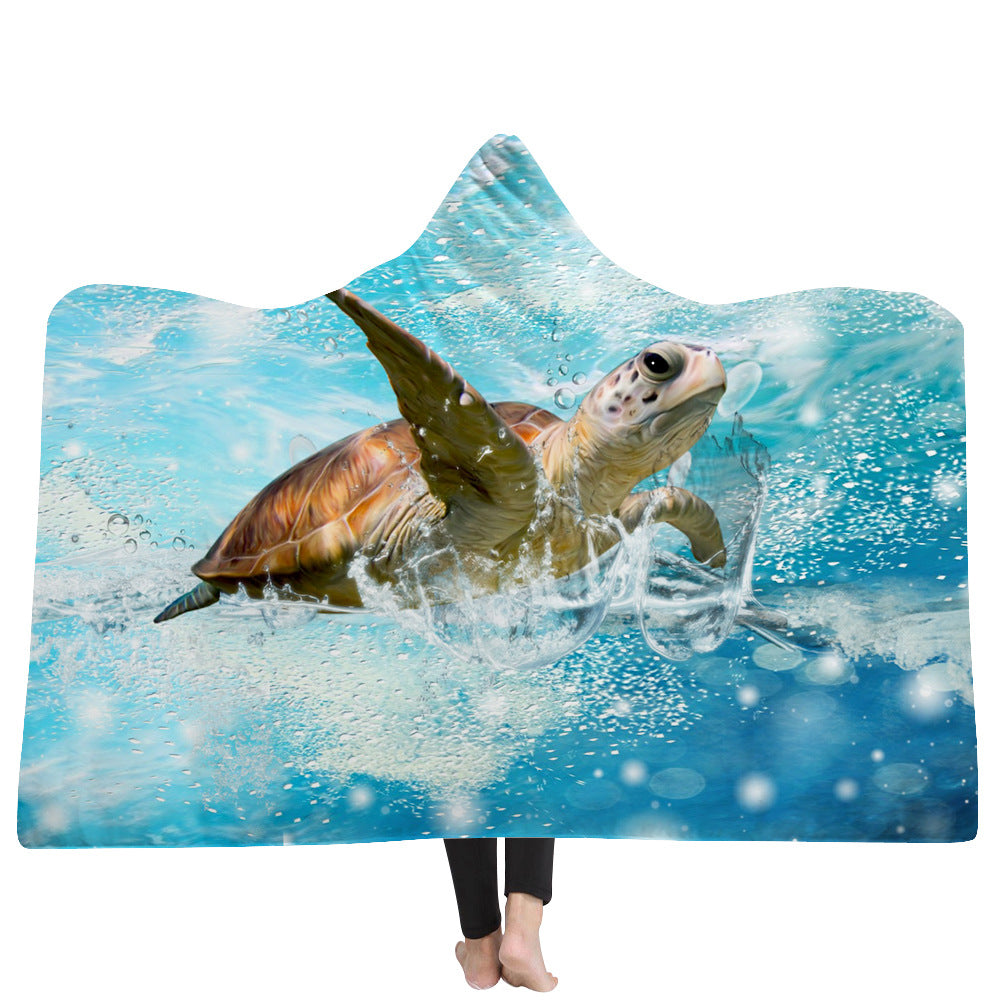 Ocean Turtle Hooded Blanket Cape