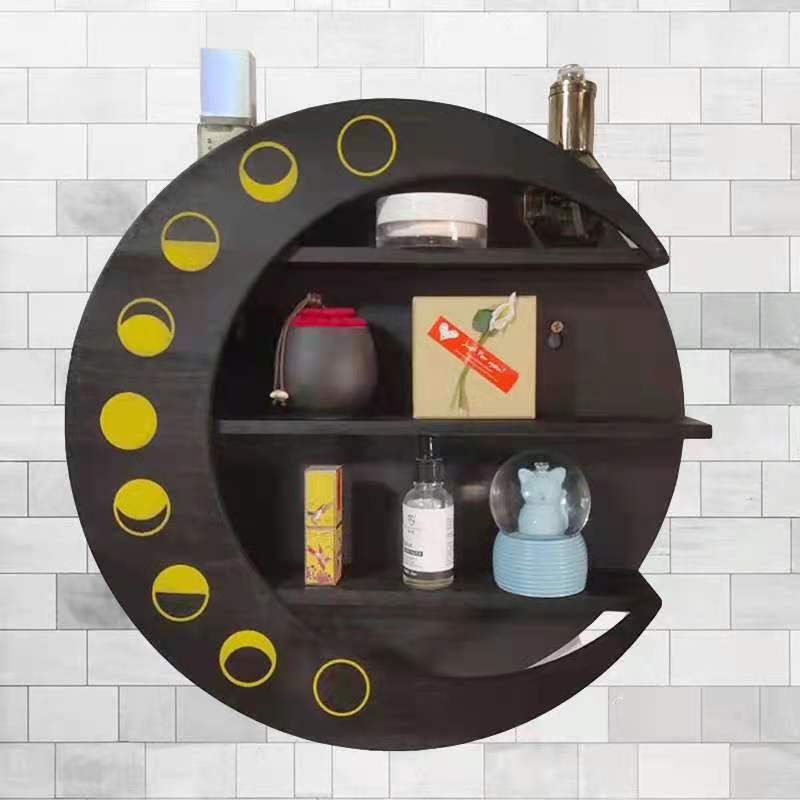 Wooden Crescent Moon Wall Shelf