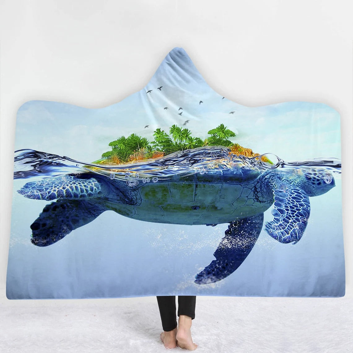Ocean Turtle Hooded Blanket Cape