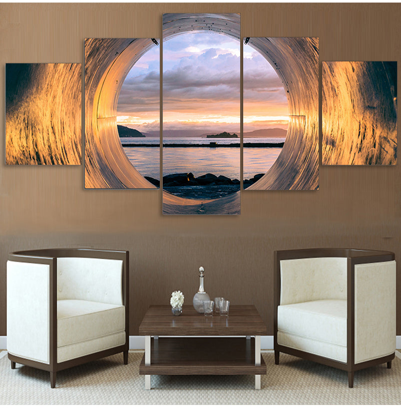 Sunset Tube Seascape Frame Living Room Canvas