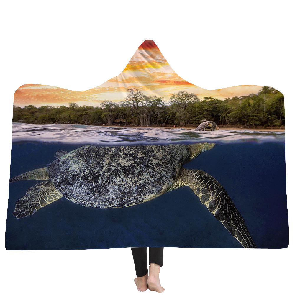 Ocean Turtle Hooded Blanket Cape
