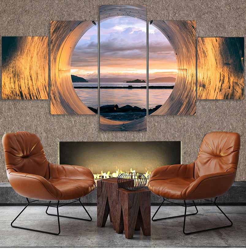 Sunset Tube Seascape Frame Living Room Canvas