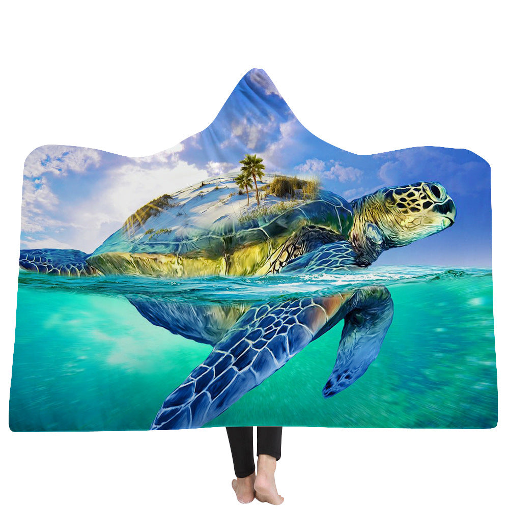 Ocean Turtle Hooded Blanket Cape