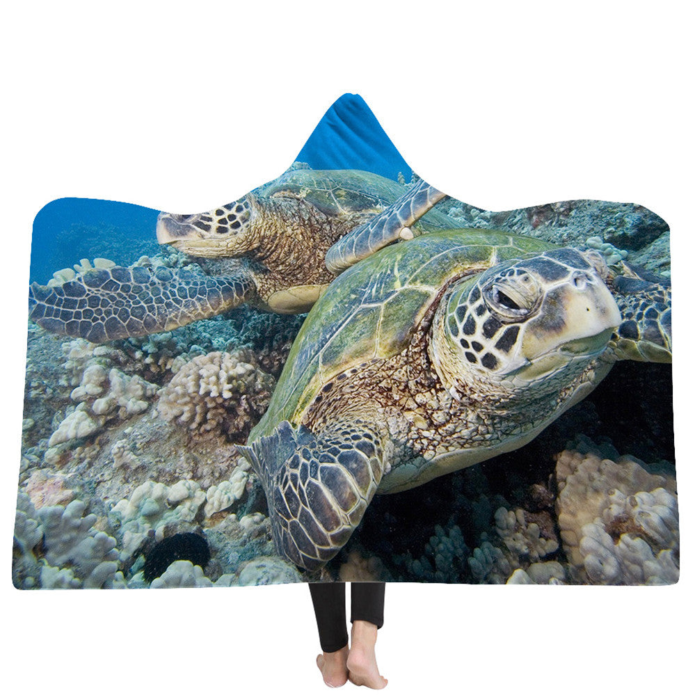 Ocean Turtle Hooded Blanket Cape