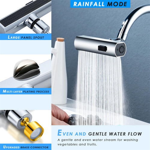 360° Waterfall Faucet Extension | 4-Mode Kitchen Sink Upgrade