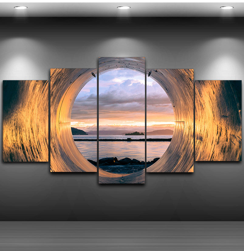 Sunset Tube Seascape Frame Living Room Canvas