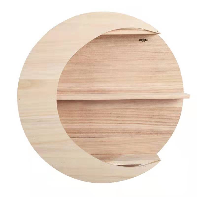 Wooden Crescent Moon Wall Shelf