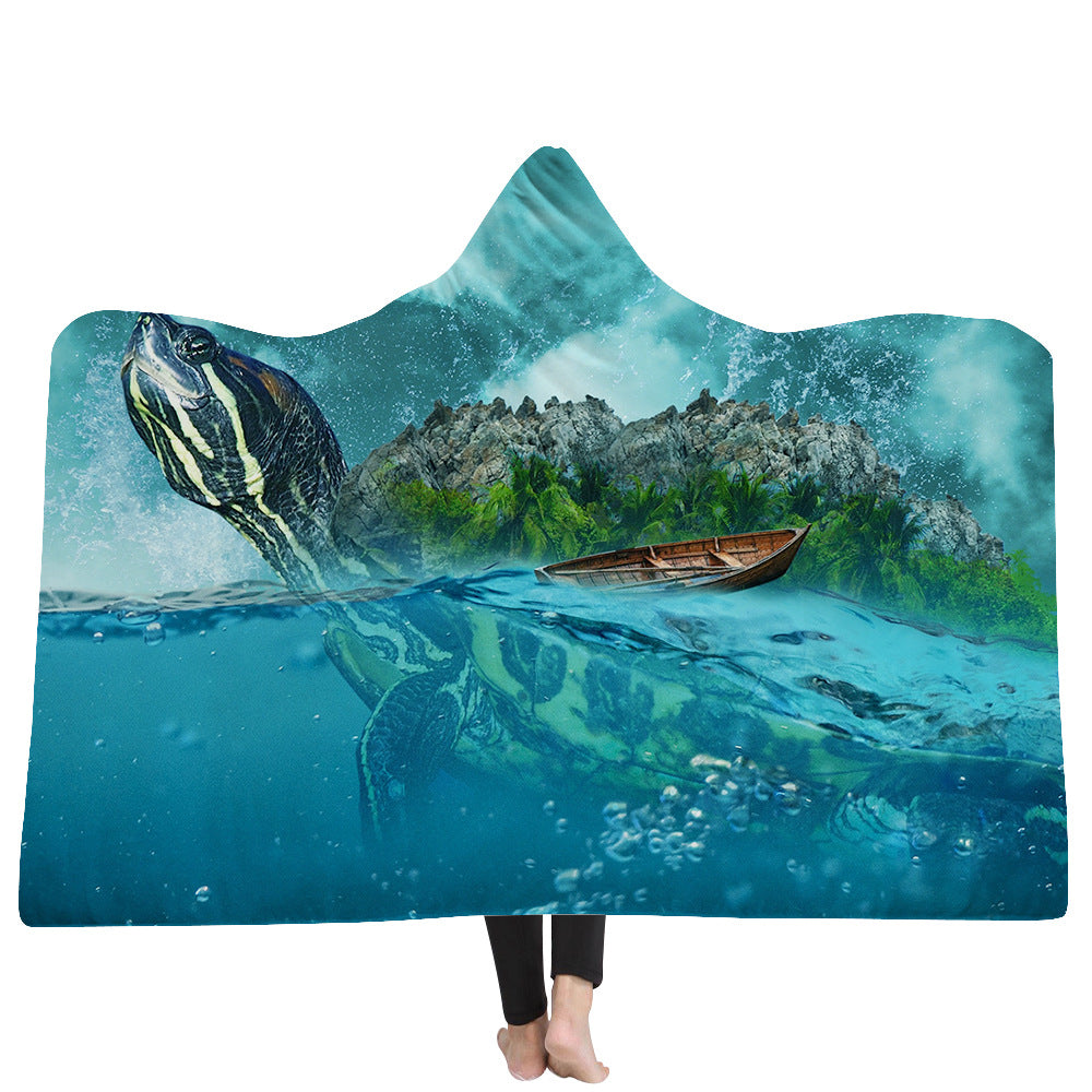 Ocean Turtle Hooded Blanket Cape