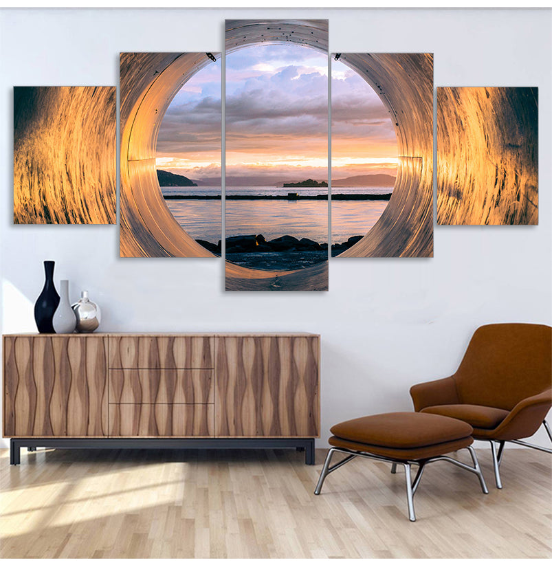 Sunset Tube Seascape Frame Living Room Canvas