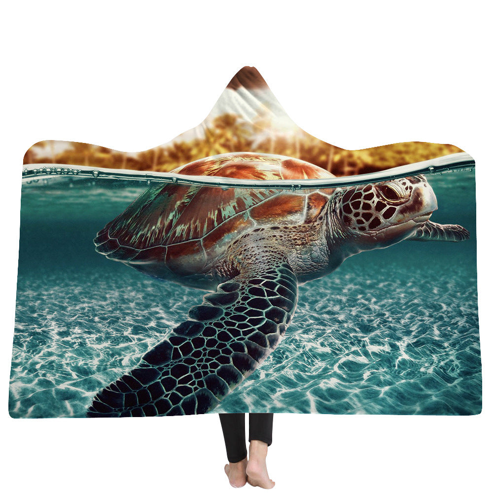 Ocean Turtle Hooded Blanket Cape