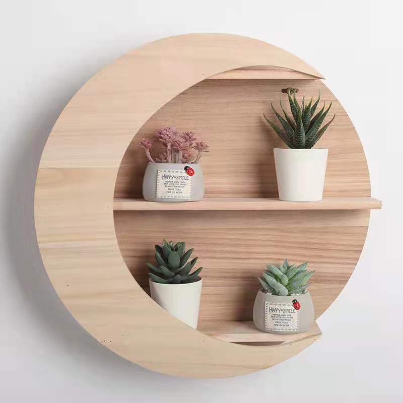 Wooden Crescent Moon Wall Shelf
