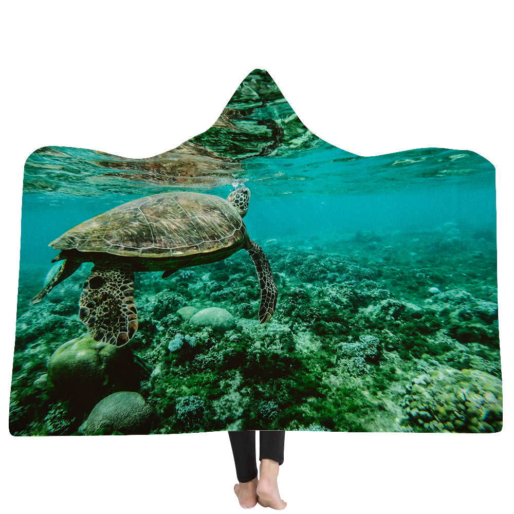 Ocean Turtle Hooded Blanket Cape